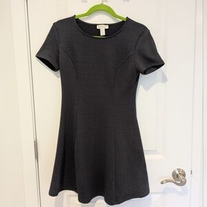 Forever 21 Dark Gray Short Sleeve Textured Skater Mini Dress